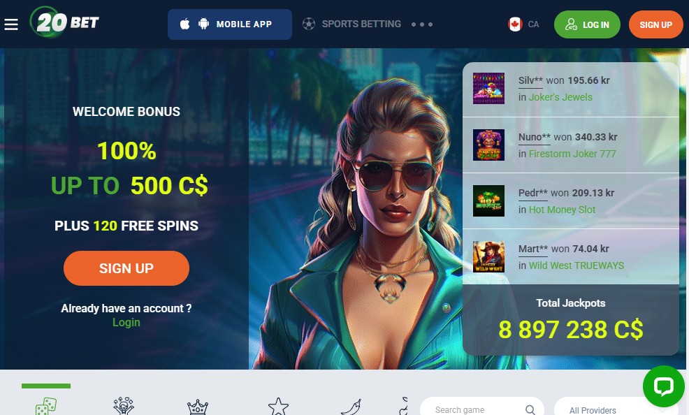 20Bet Casino game library slots live casino sportsbook