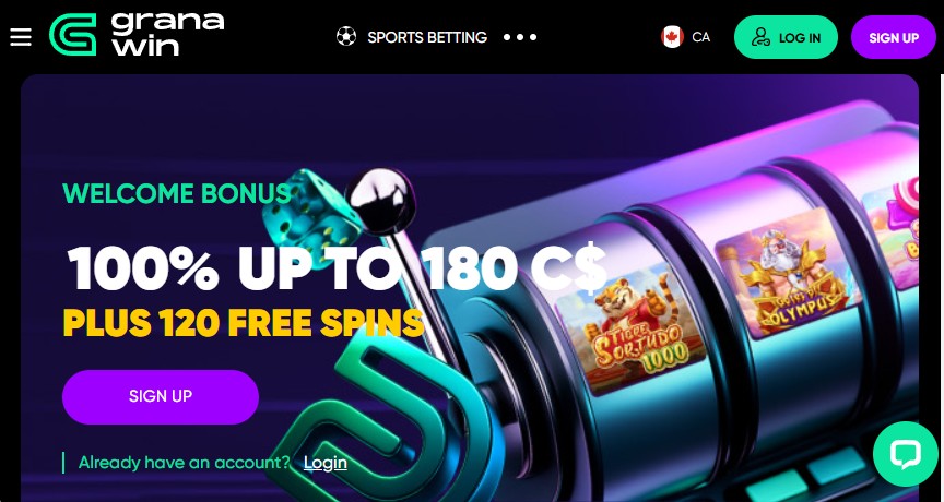 Granawin Casino game library 100 plus providers slots live casino