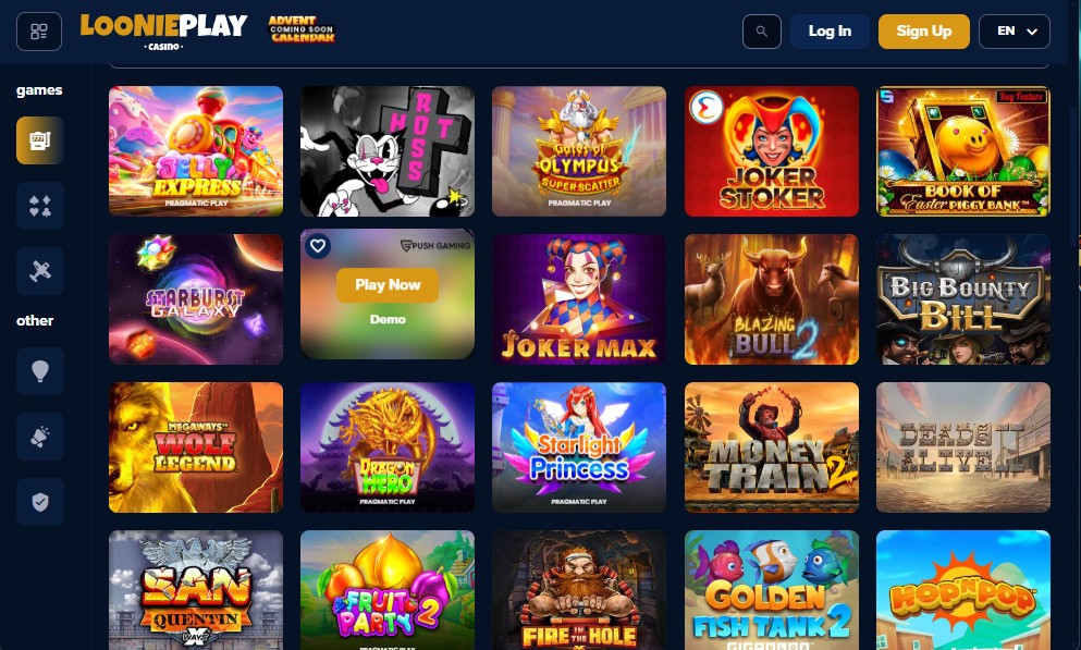 LooniePlay Casino game library — 12,000+ games from 88+ providers