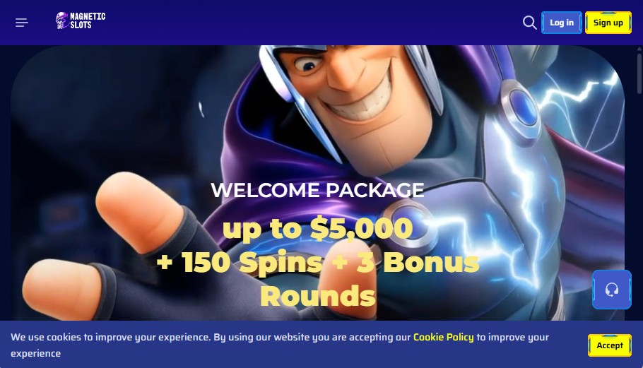 Magneticslots Casino welcome bonus homepage