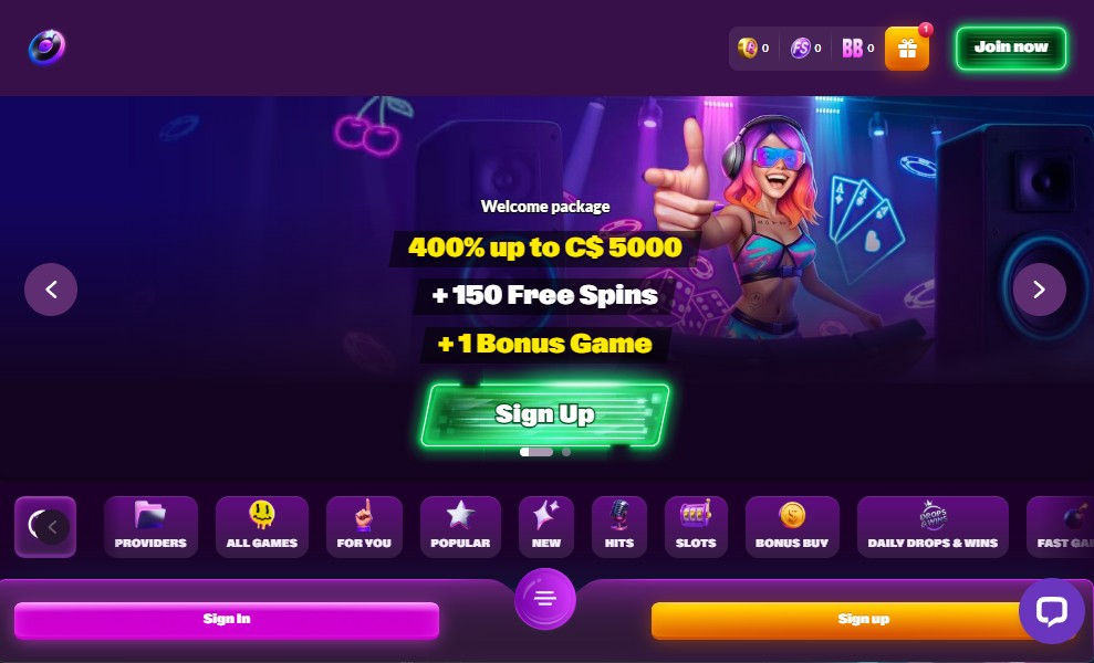 Slotrave Casino homepage welcome bonus 100 percent C$1000 free spins