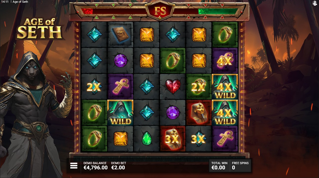 Age of Seth free spins – Grid Boosters wild multipliers up to 100x, Bullshark Games 96.29% RTP