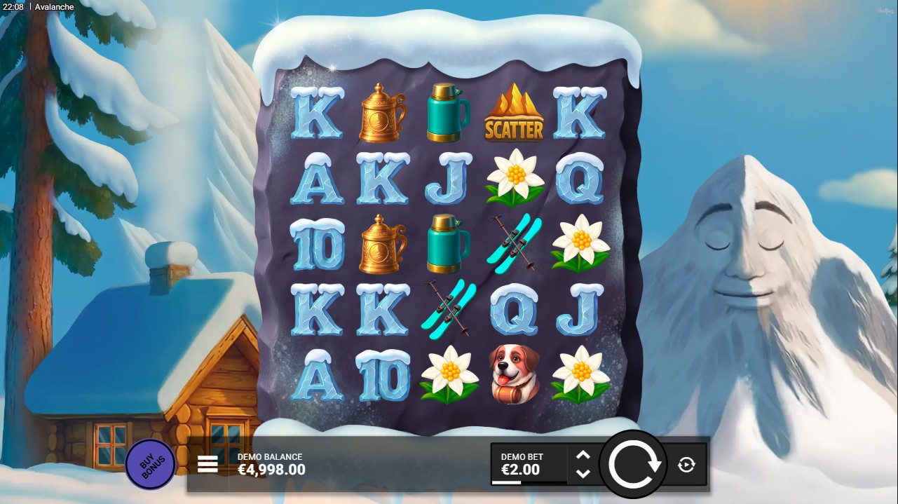 Avalanche slot by Hacksaw Gaming, base game on the 5-reel grid