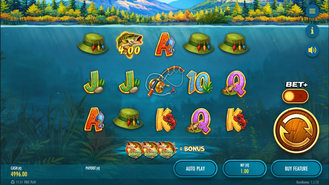 Bass Hunter by Thunderkick – base game 5 reels fishing theme