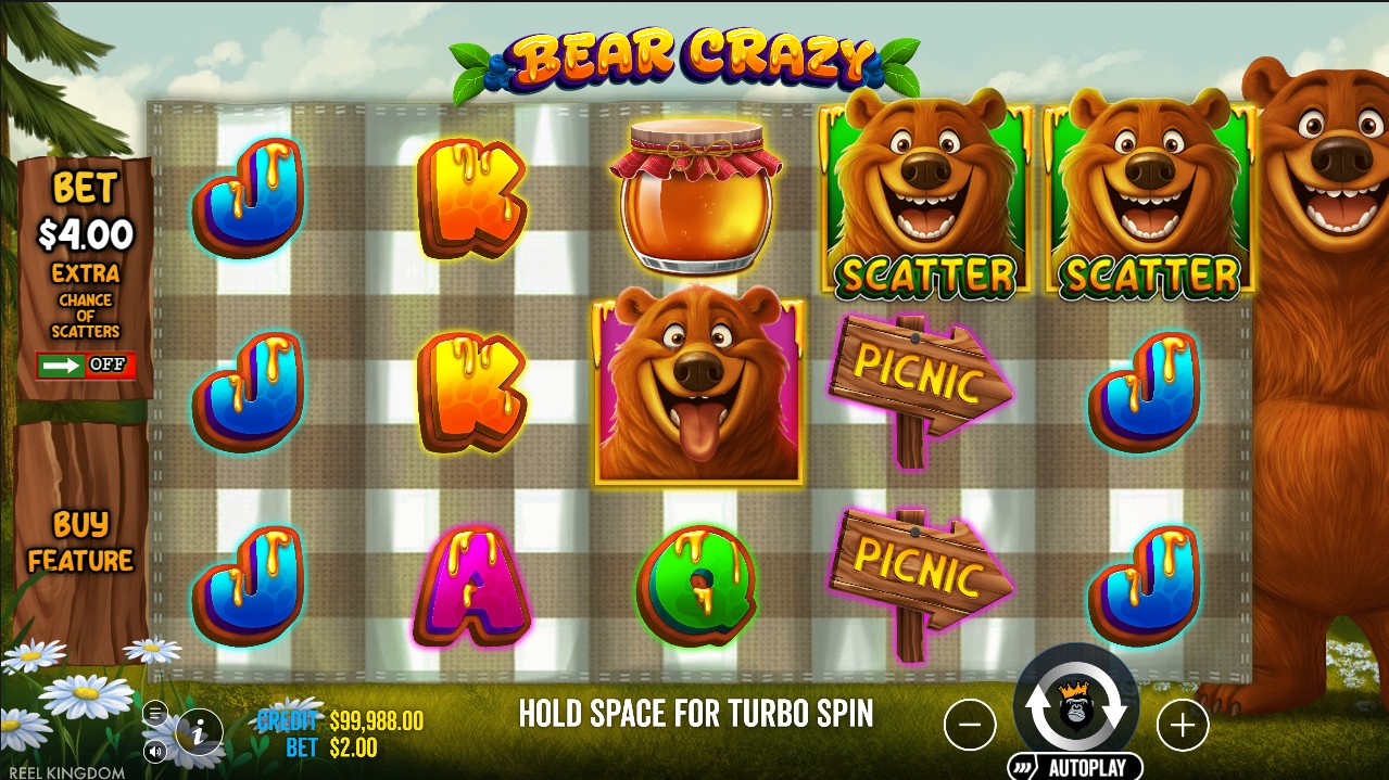Bear Crazy by Pragmatic Play – base game bear forest theme 20 paylines