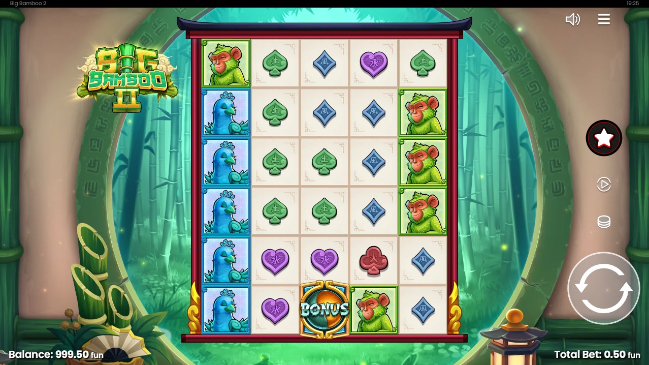 Big Bamboo 2 base game – 5 reels 50 paylines jungle theme Push Gaming