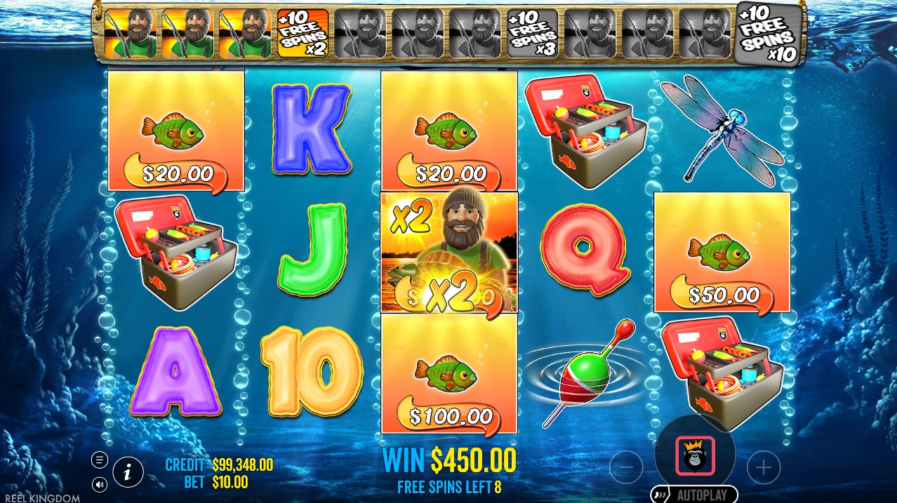 Big Bass Bonanza free spins – fisherman wild collects fish symbols with multipliers, 96.71% RTP Pragmatic Play