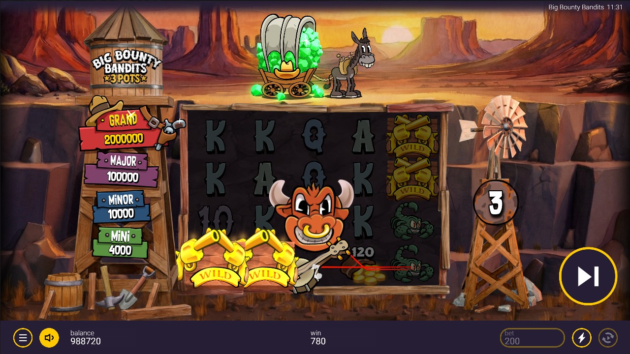 Big Bounty Bandits 3 Pots by Peter & Sons – 96.10% RTP High volatility 10,000x max win bonus round