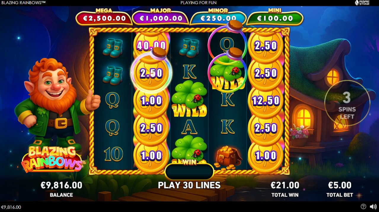 Blazing Rainbows by Playtech – bonus round, free spins feature