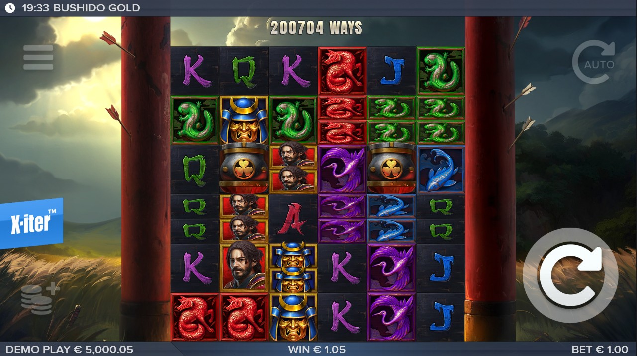 Bushido Gold base game – 6 reels samurai theme, ELK Studios