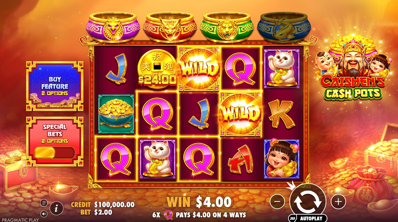 Caishen's Cash Pots by Pragmatic Play — base game 5 reels 243 ways Chinese fortune theme