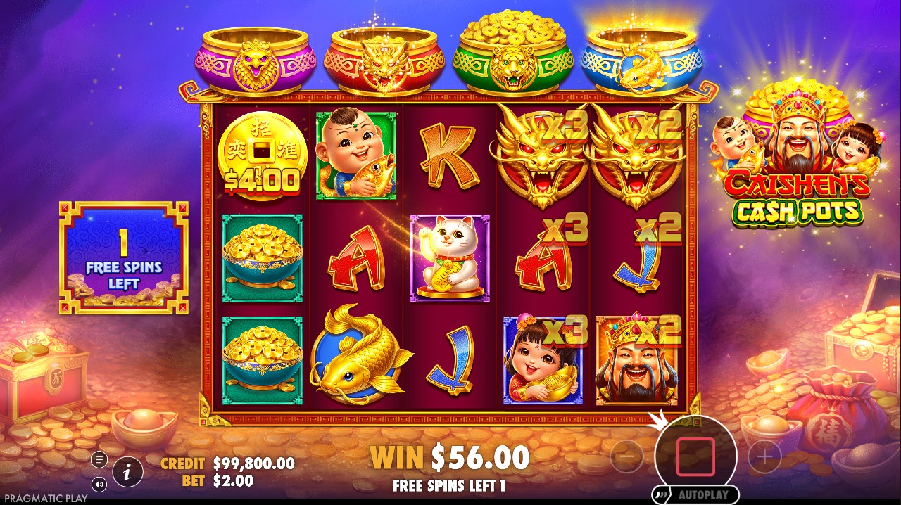 Caishen's Cash Pots by Pragmatic Play — 96.49% RTP Medium volatility 10,000x max win bonus round