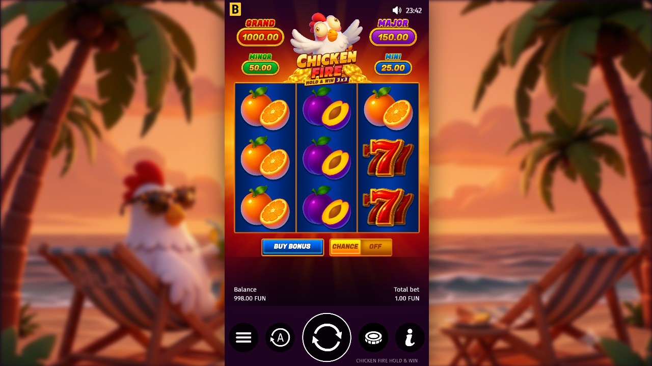 Chicken Fire by BGaming — base game 3-reel 5-payline Med-High volatility 95.90% RTP