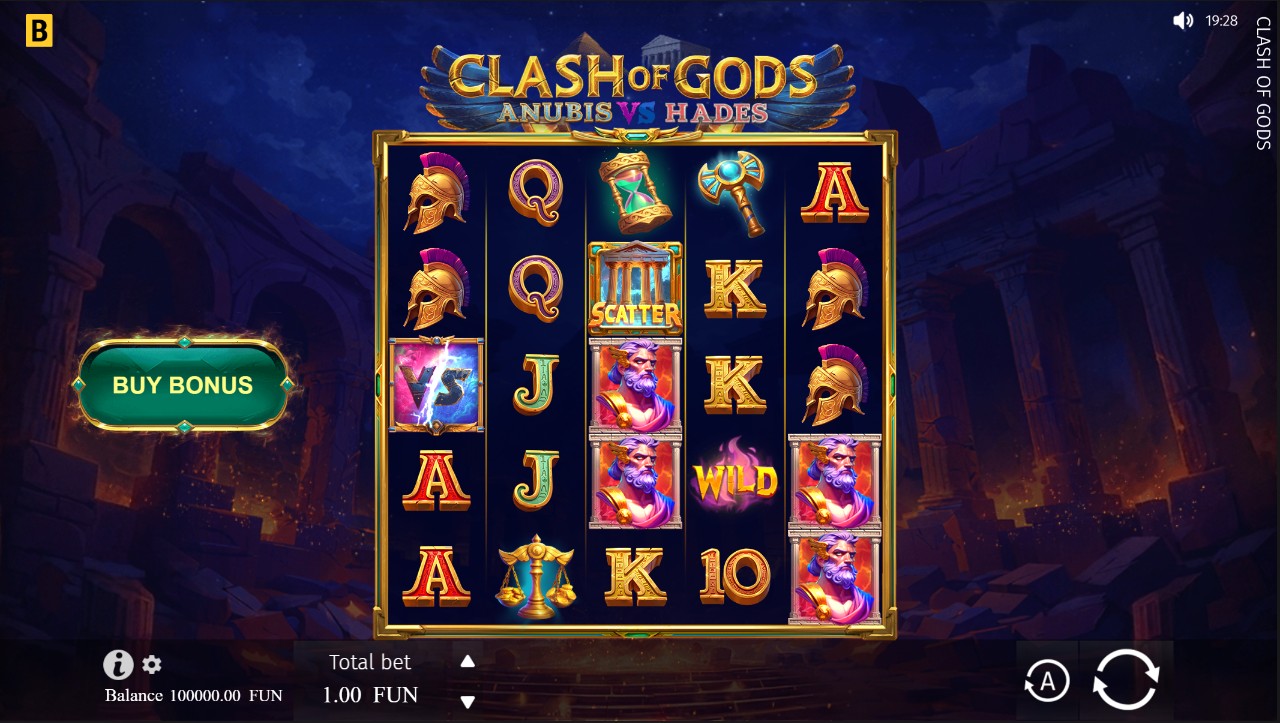 Clash of Gods: Anubis vs Hades by BGaming — base game 5 reels Egyptian Greek mythology