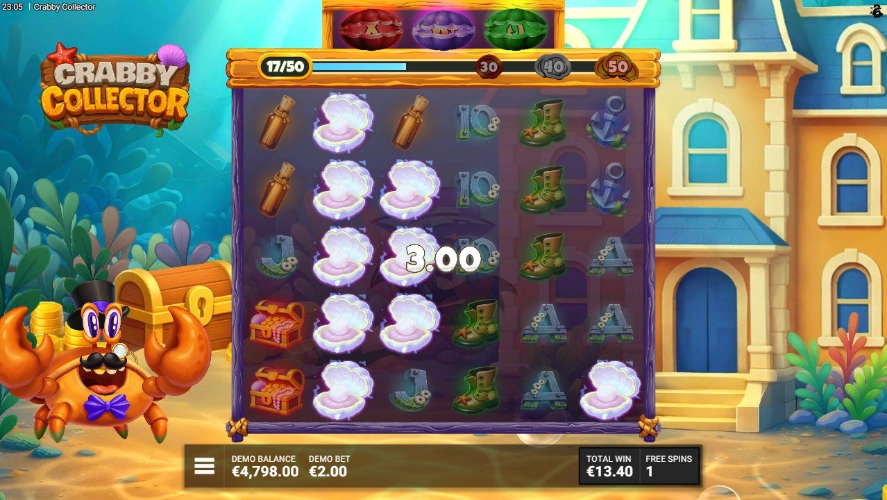 Crabby Collector by Bullshark Games – 96.27% RTP High volatility 15,000x max win bonus round