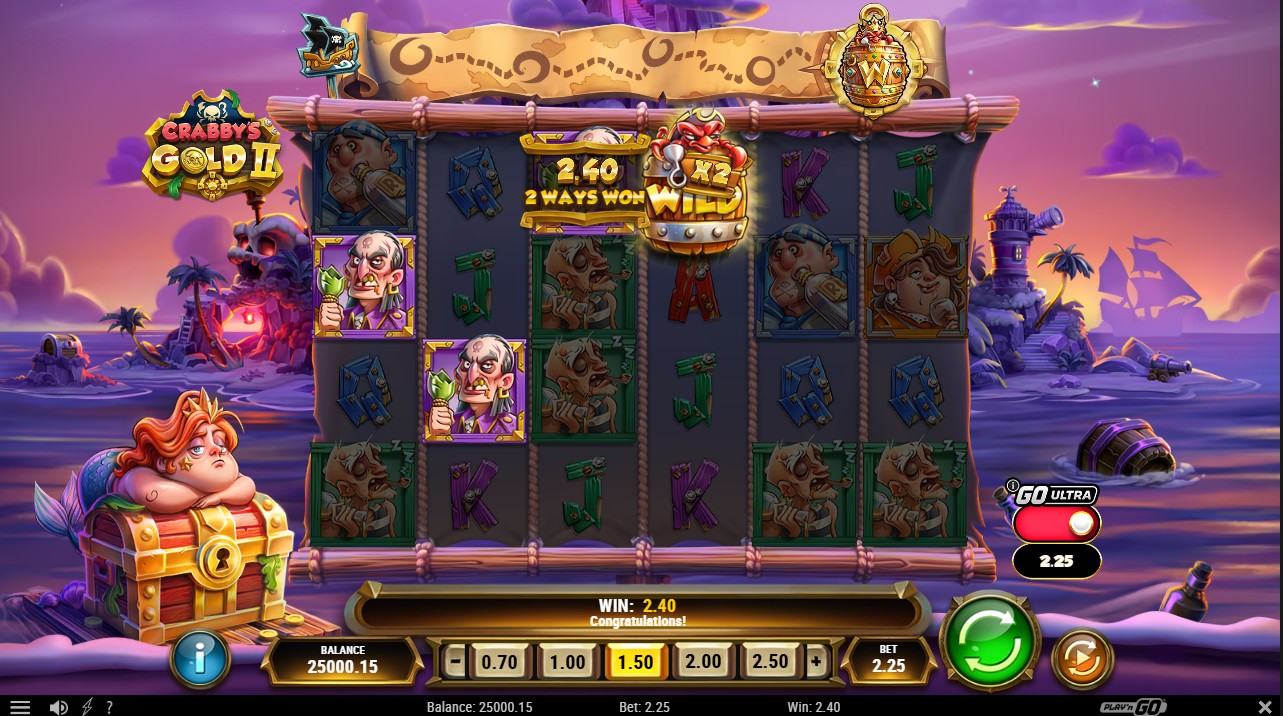 Crabby's Gold 2 by Play'n GO – base game 6-reel pirate theme 4096 ways