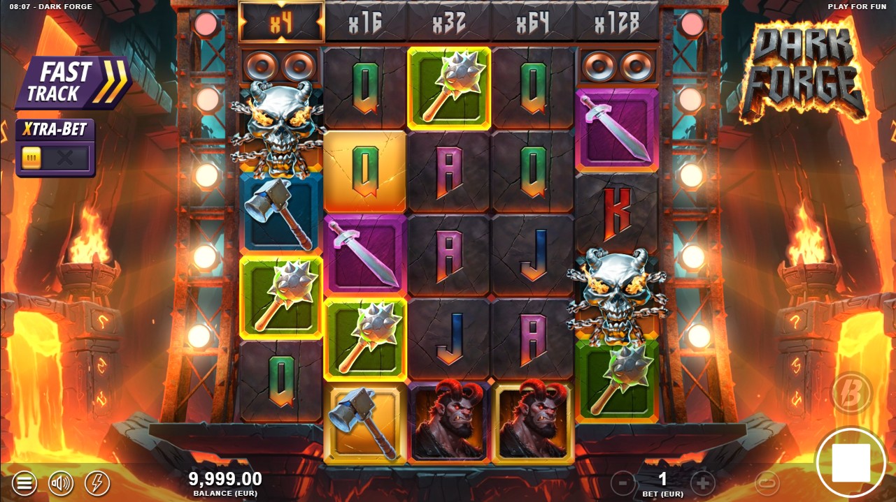 Dark Forge by Slotmill – base game 5 reels 2,000 paylines dark metal theme