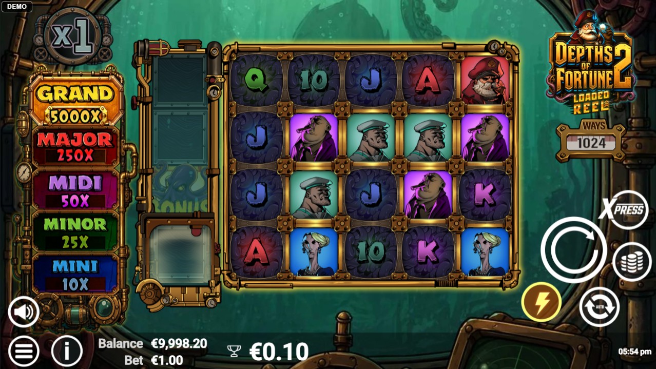 Depths of Fortune 2 by AvatarUX – base game on 5-reel layout with 1,024 ways to win, underwater theme