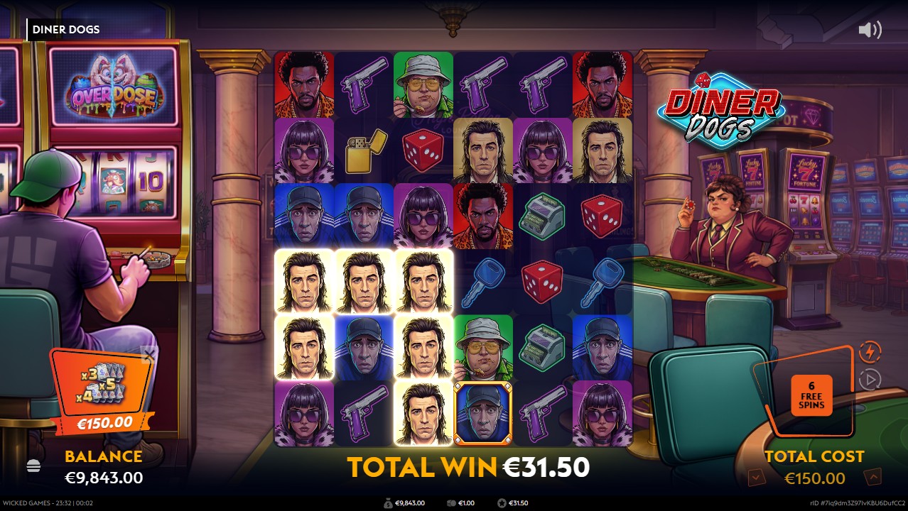 Diner Dogs by Wicked Games — free spins bonus cluster pays multiplier accumulation 20,000x max win