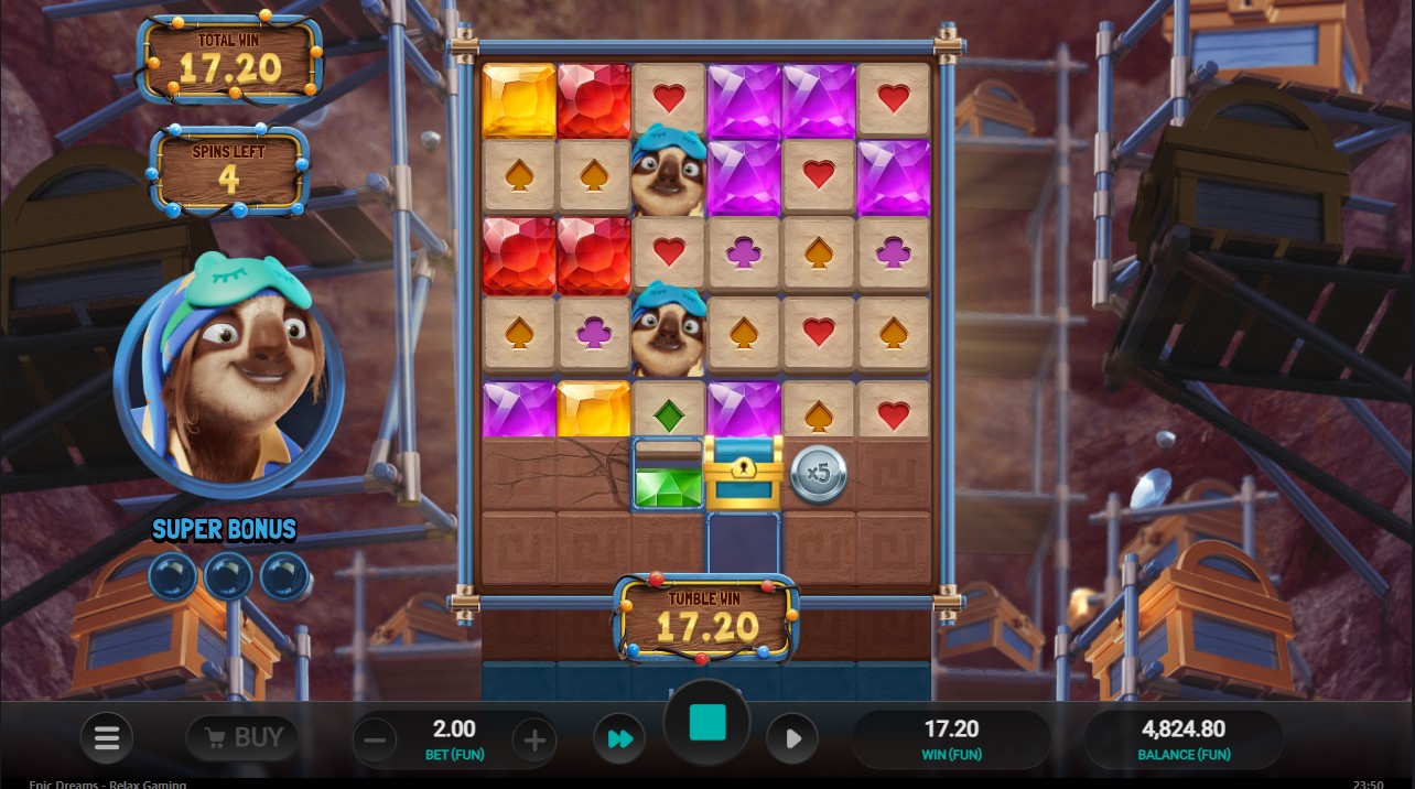 Epic Dreams free spins bonus – full 117,649-way grid Relax Gaming 96.1% RTP 5,000x max win