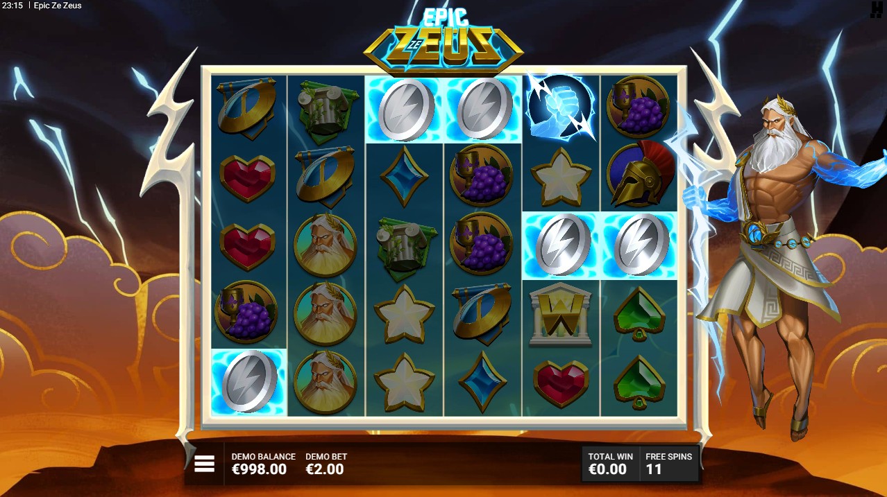 Epic Ze Zeus by Hacksaw Gaming — free spins bonus cluster pays multiplier accumulation 50,000x max win