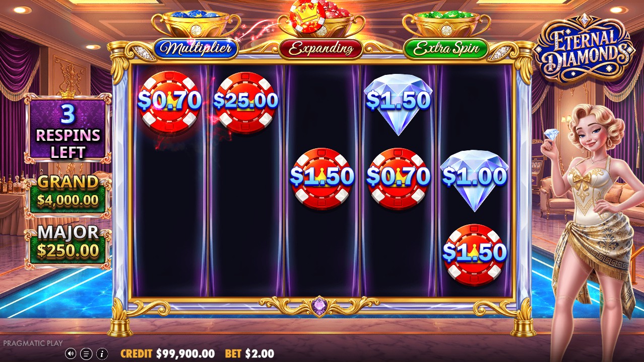 Eternal Diamonds – Free Spins with escalating Diamond Wild Multipliers