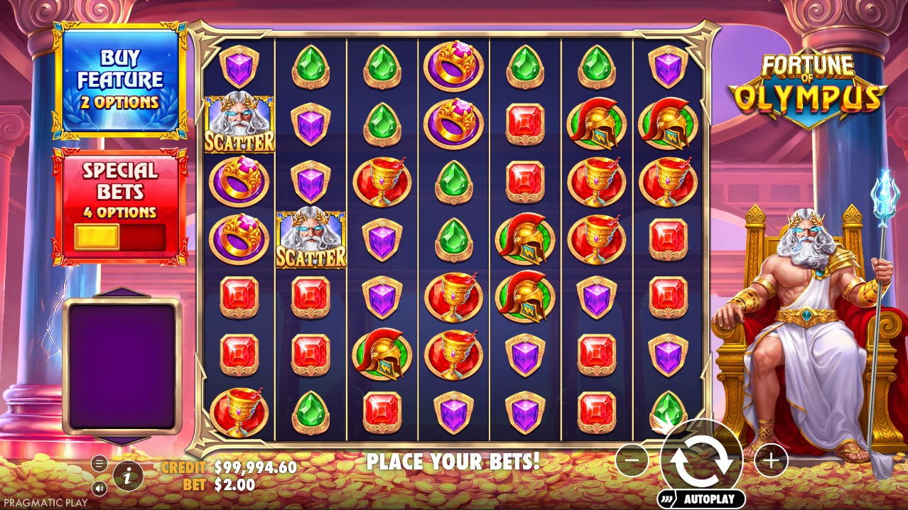 Fortune of Olympus slot review base game 7 reels cluster pays Pragmatic Play