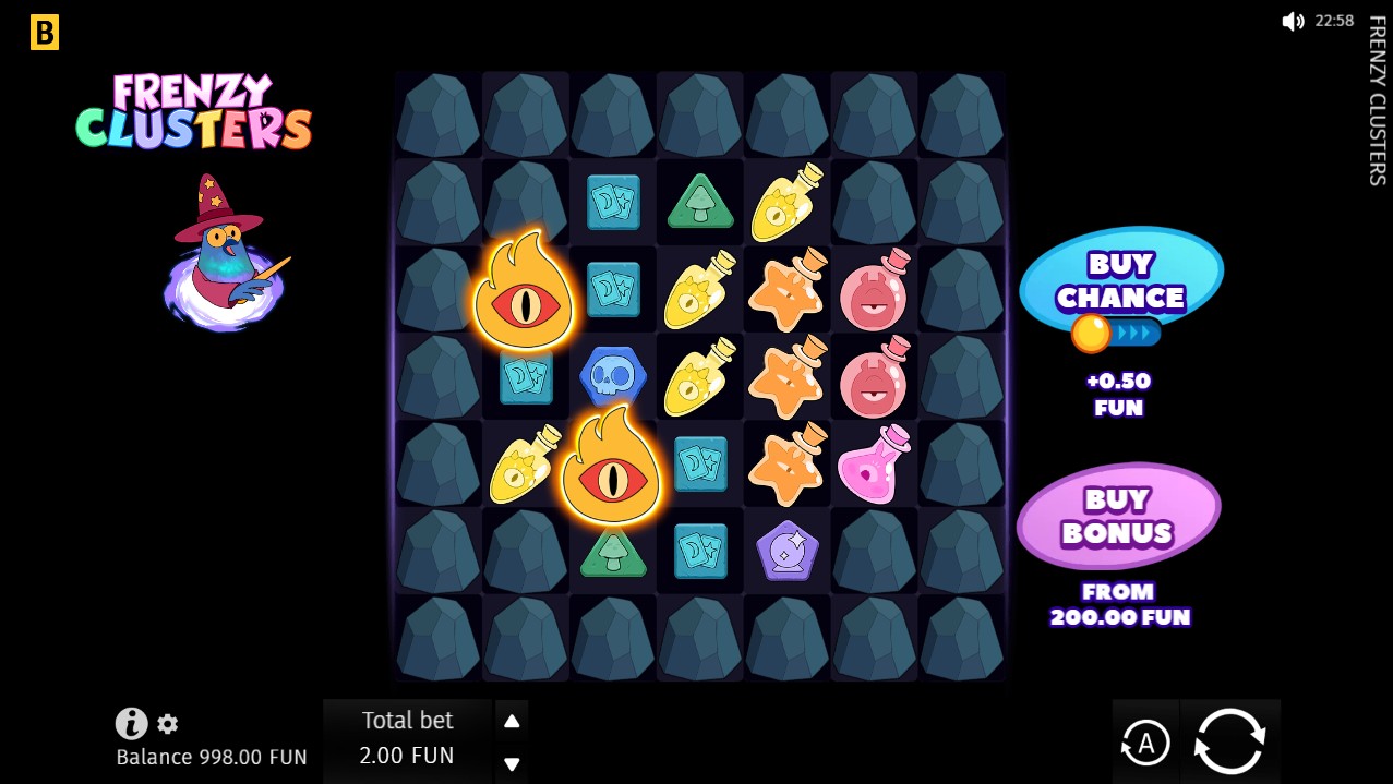Frenzy Clusters by BGaming – base game, 97.11% RTP, High volatility, 7 reels Cluster Pays