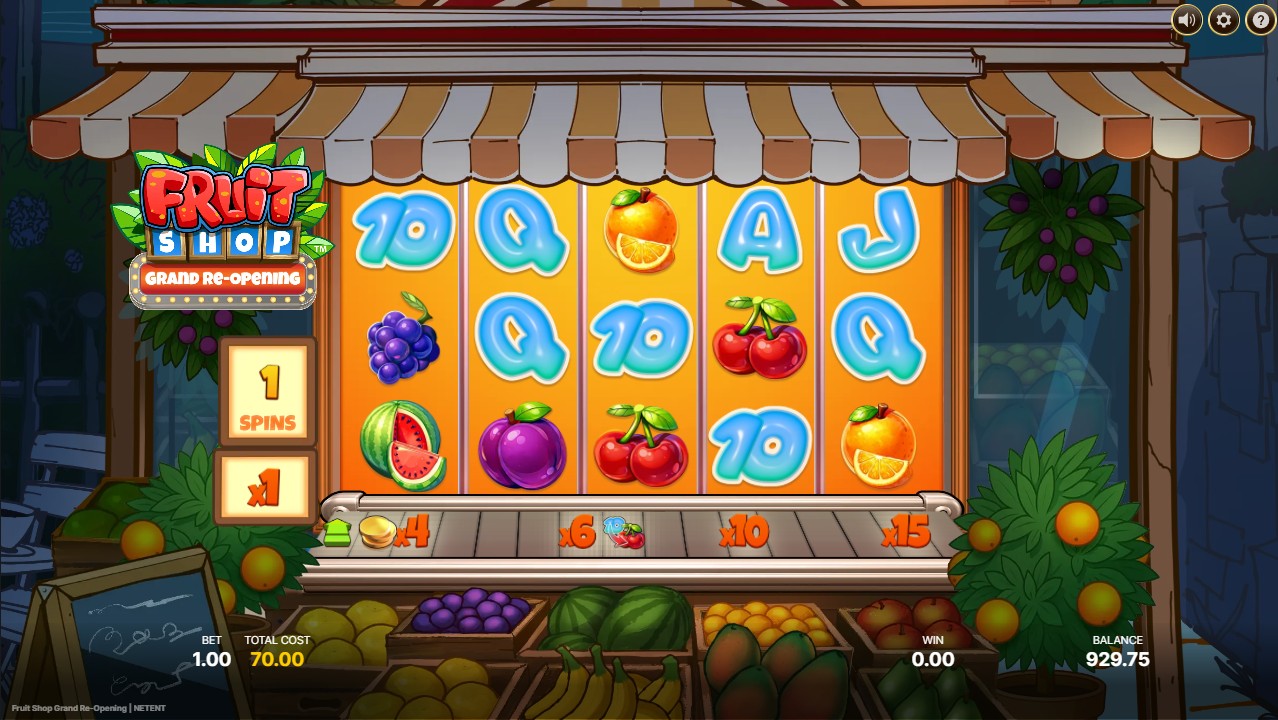 Fruit Shop Grand Re-Opening by NetEnt – RTP up to 96.37% High volatility 5,000x max win bonus round