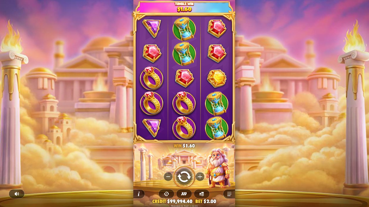Gates of Olympus POP by Pragmatic Play — base game scatter pay 5 reels Medium volatility 96.56% RTP 28.82% hit frequency