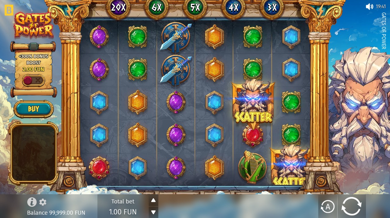Gates of Power base game – 6 reels scatter pays BGaming