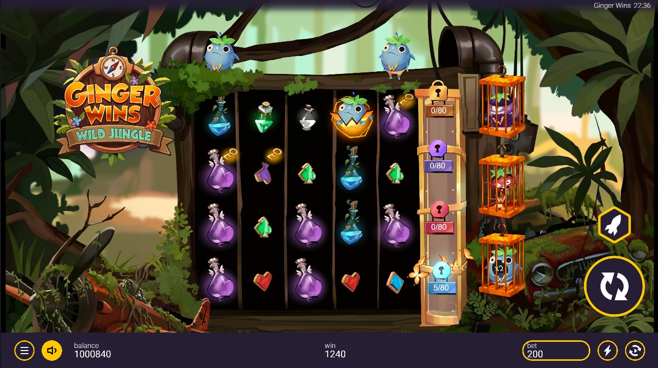 Ginger Wins Wild Jungle by Peter & Sons – base game, 96% RTP, Medium/High volatility