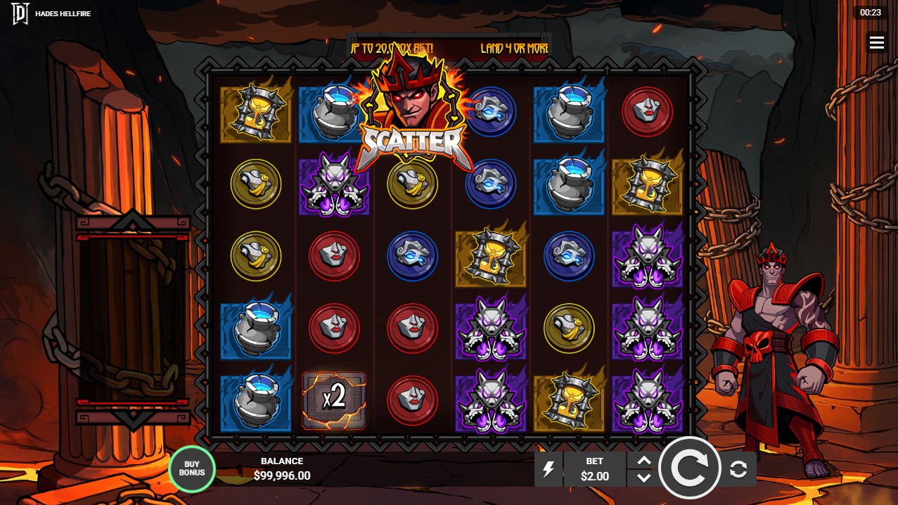Hades Hellfire by Degen Studios – base game 6 reels Scatter Pays Greek mythology underworld theme