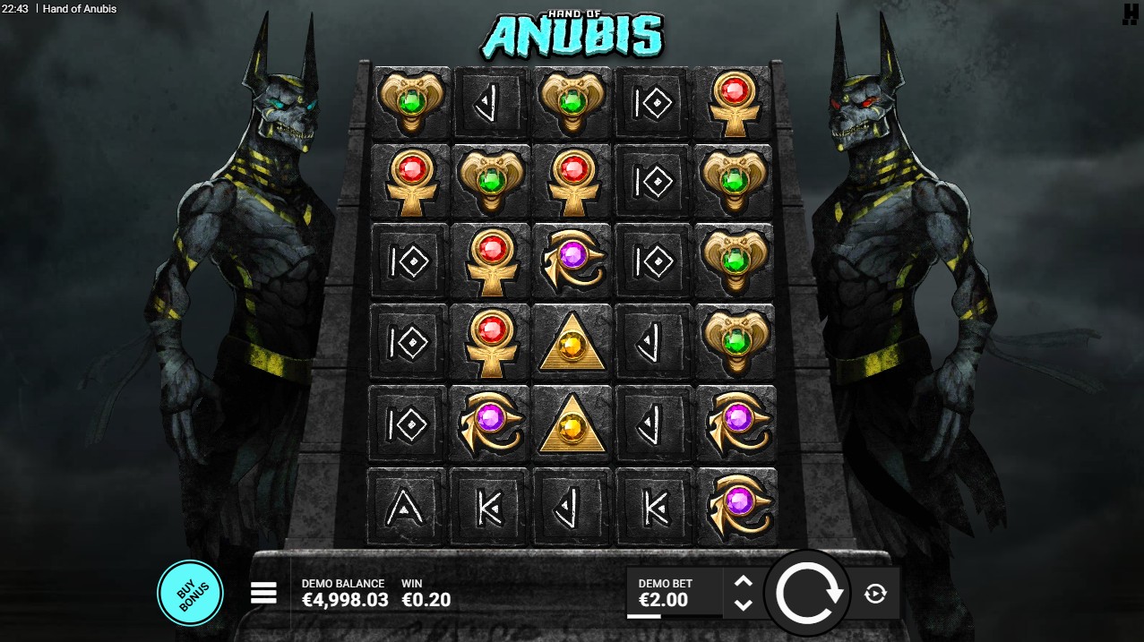 Hand of Anubis by Hacksaw Gaming – cluster pays base game