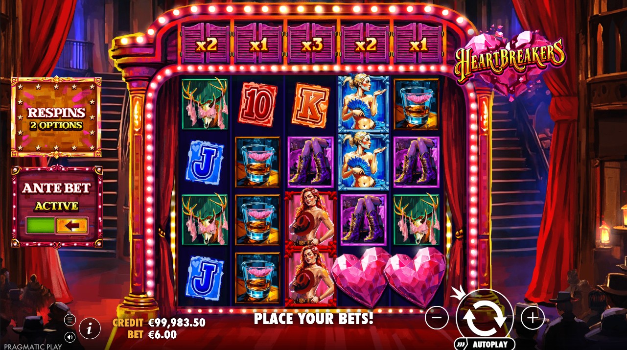 Heartbreakers by Pragmatic Play — base game, 5 reels 20 paylines music romance theme, 17.8% hit frequency Low volatility