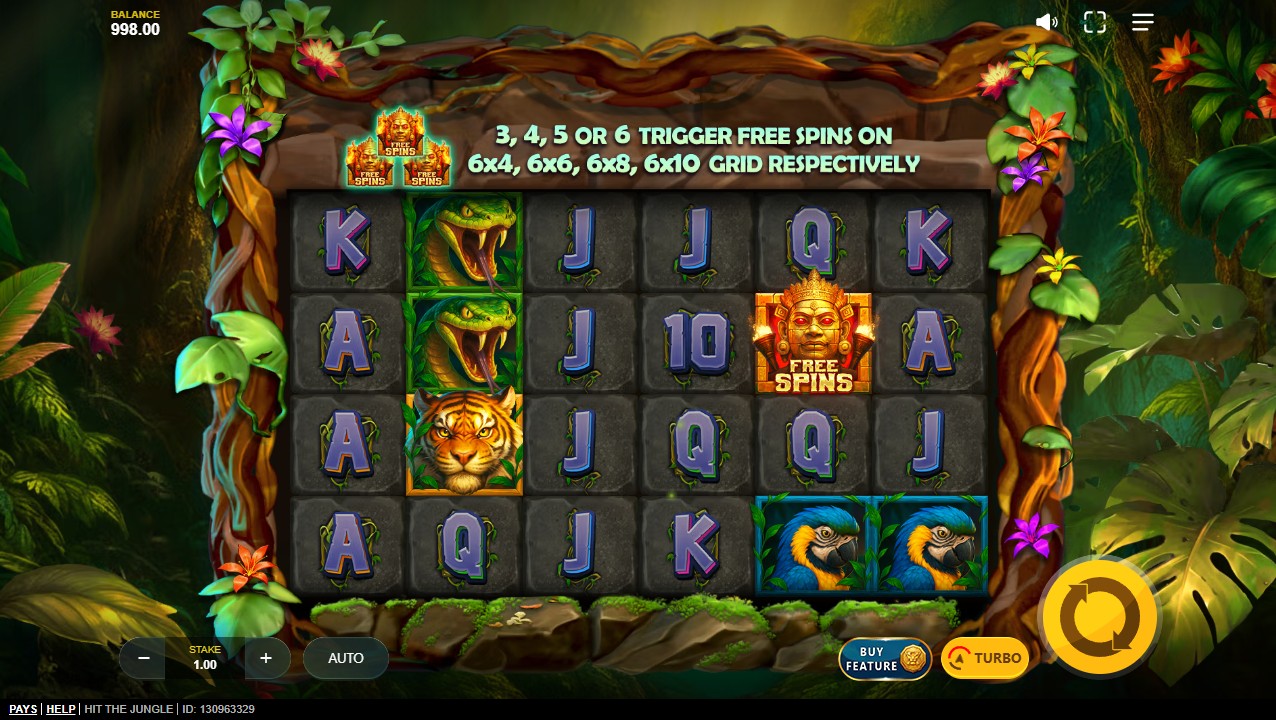 Hit the Jungle by Red Tiger — base game 6x4 grid 4,096 ways