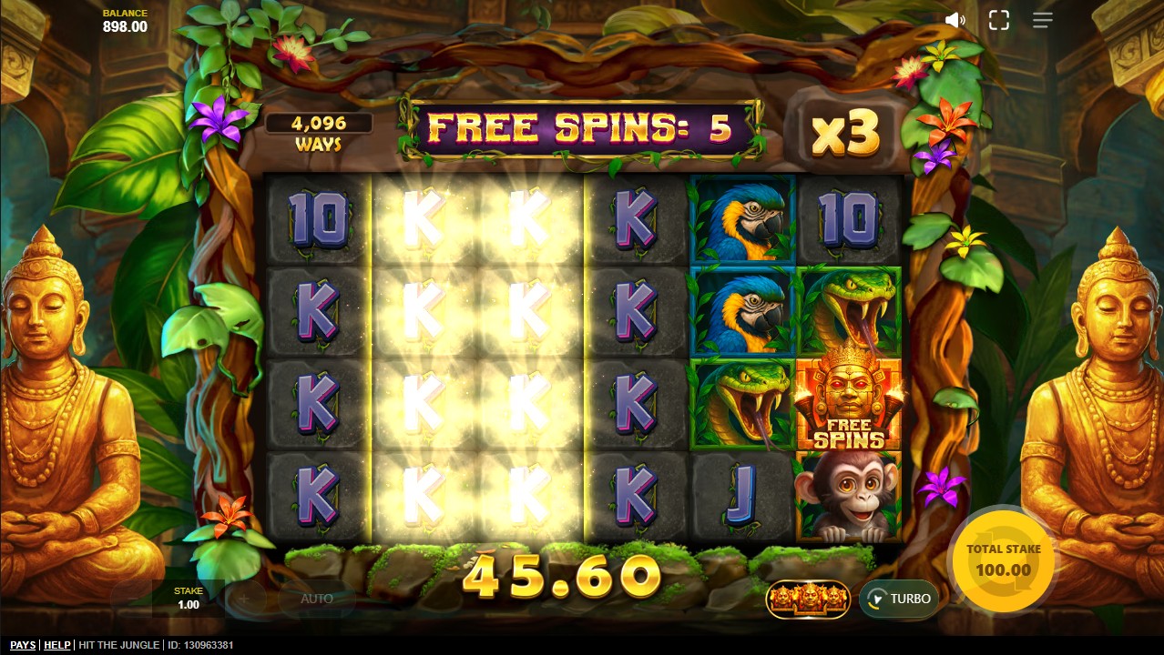 Hit the Jungle by Red Tiger — free spins expanded grid 6x10 with win multiplier