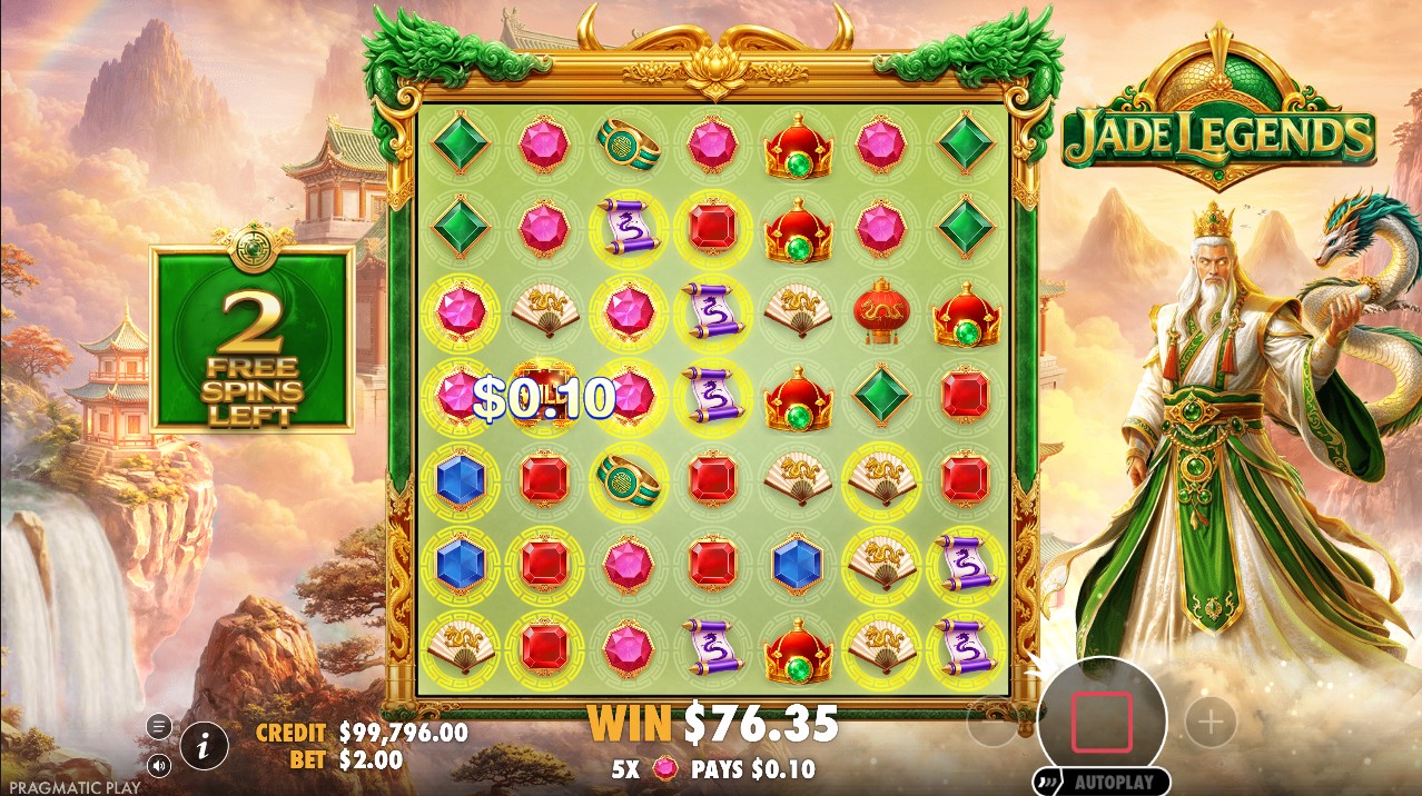 Jade Legends by Pragmatic Play — free spins bonus round with Coin Collect and Dragon symbols
