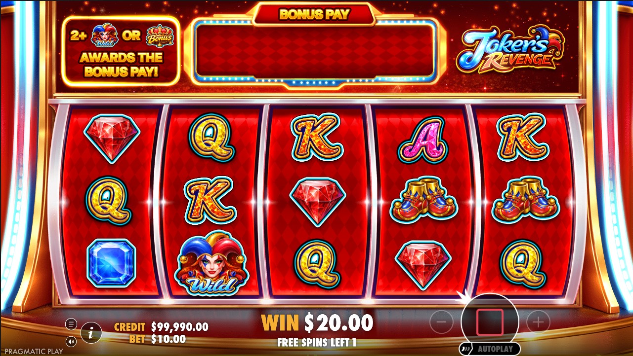 Joker's Revenge by Pragmatic Play — 96.51% RTP Low volatility 10,000x max win bonus round