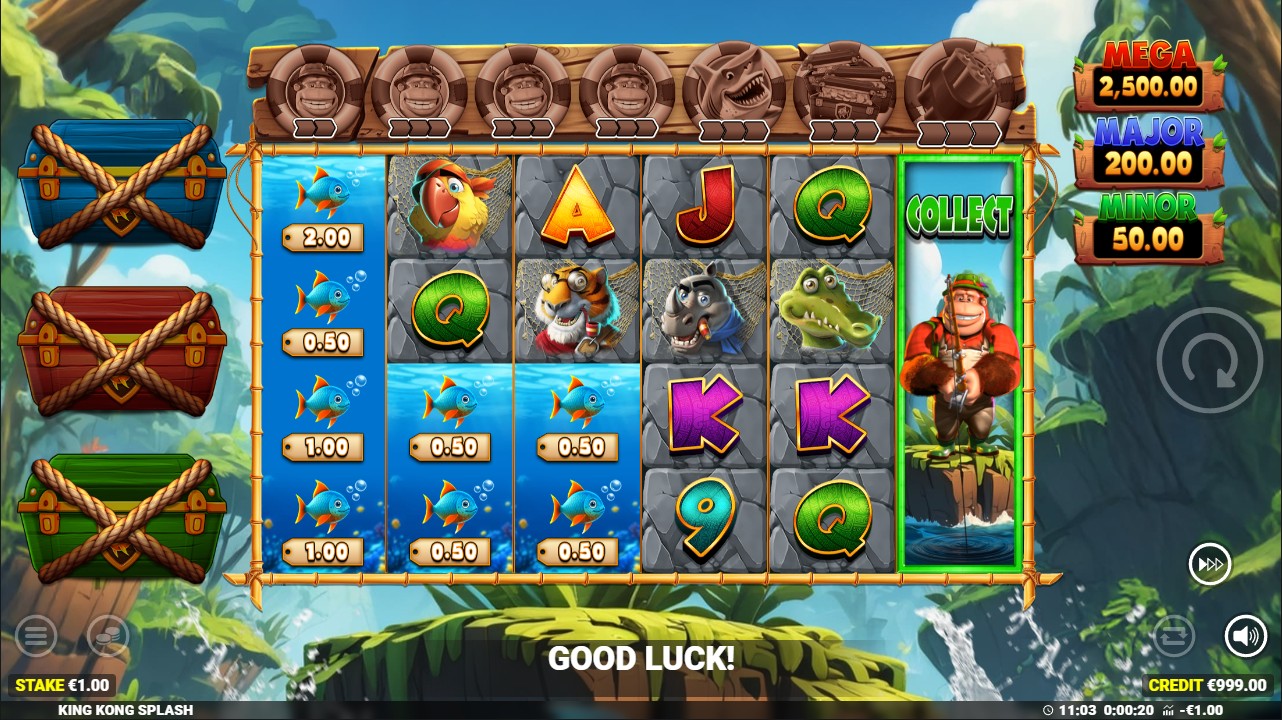 King Kong Splash by Blueprint – base game Cash Collect mechanic Kong Bonus Spins crossover feature