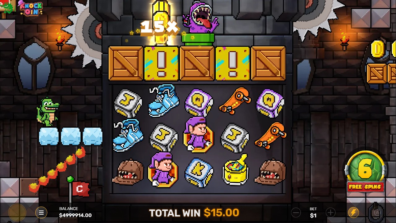 Knockoin by Croco Gaming – Secret Level Hold and Win Gold Coins Crash multiplier x960 8-Bit Castle bonus