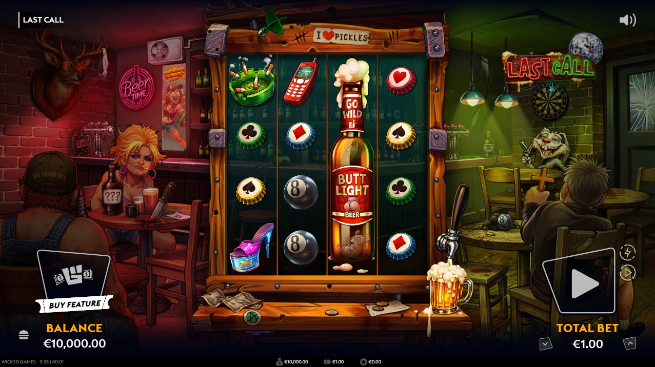 Last Call by Wicked Games — base game 4 reels 20 paylines medium volatility
