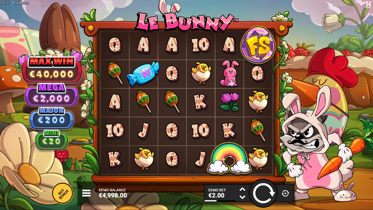 Le Bunny slot by Hacksaw Gaming, base game grid