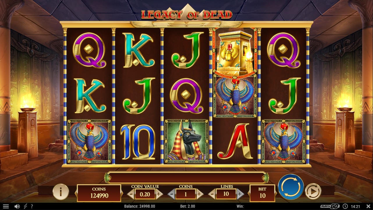 Legacy of Dead by Play'n GO – base game Ancient Egypt 5 reels expanding symbol mechanic