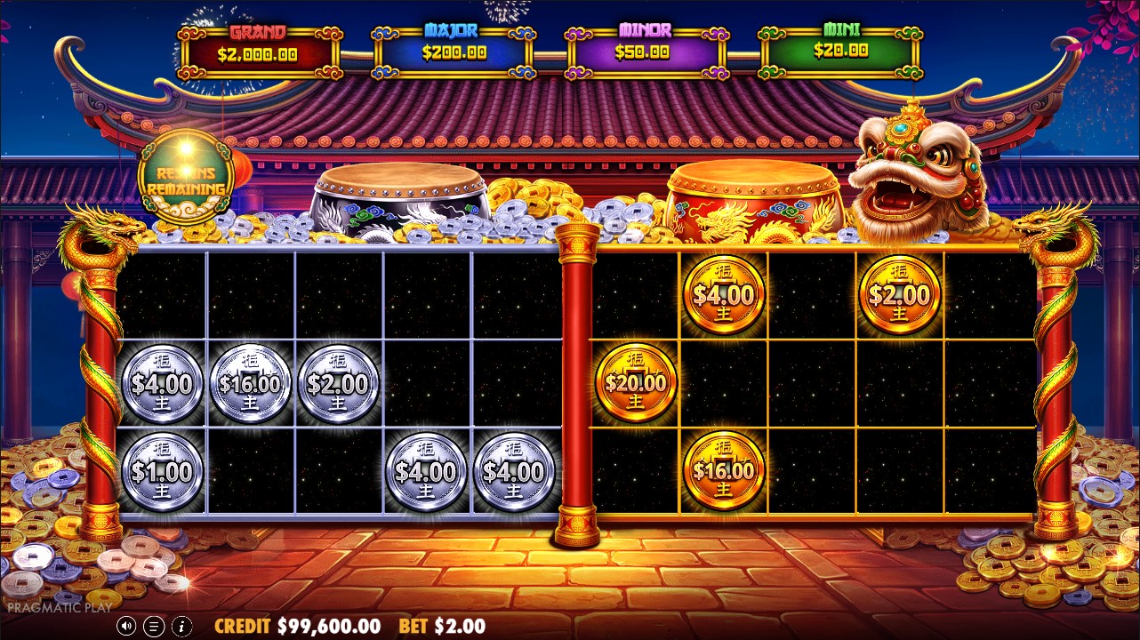 Lucky Drums 88 by Pragmatic Play – Hold and Spin bonus dual grid sticky coins multipliers 20000x max win