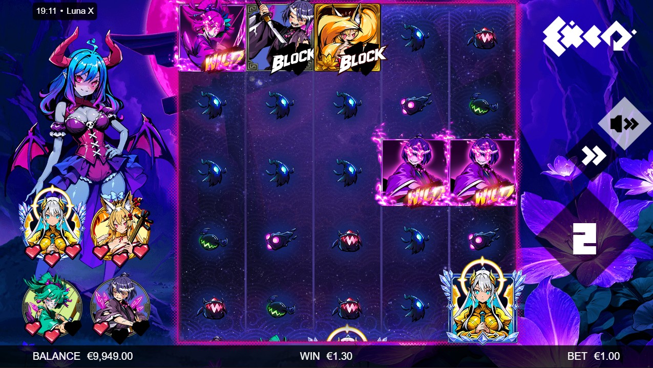 Luna X by Exco — bonus round free spins multiplier wilds 25,000x max win