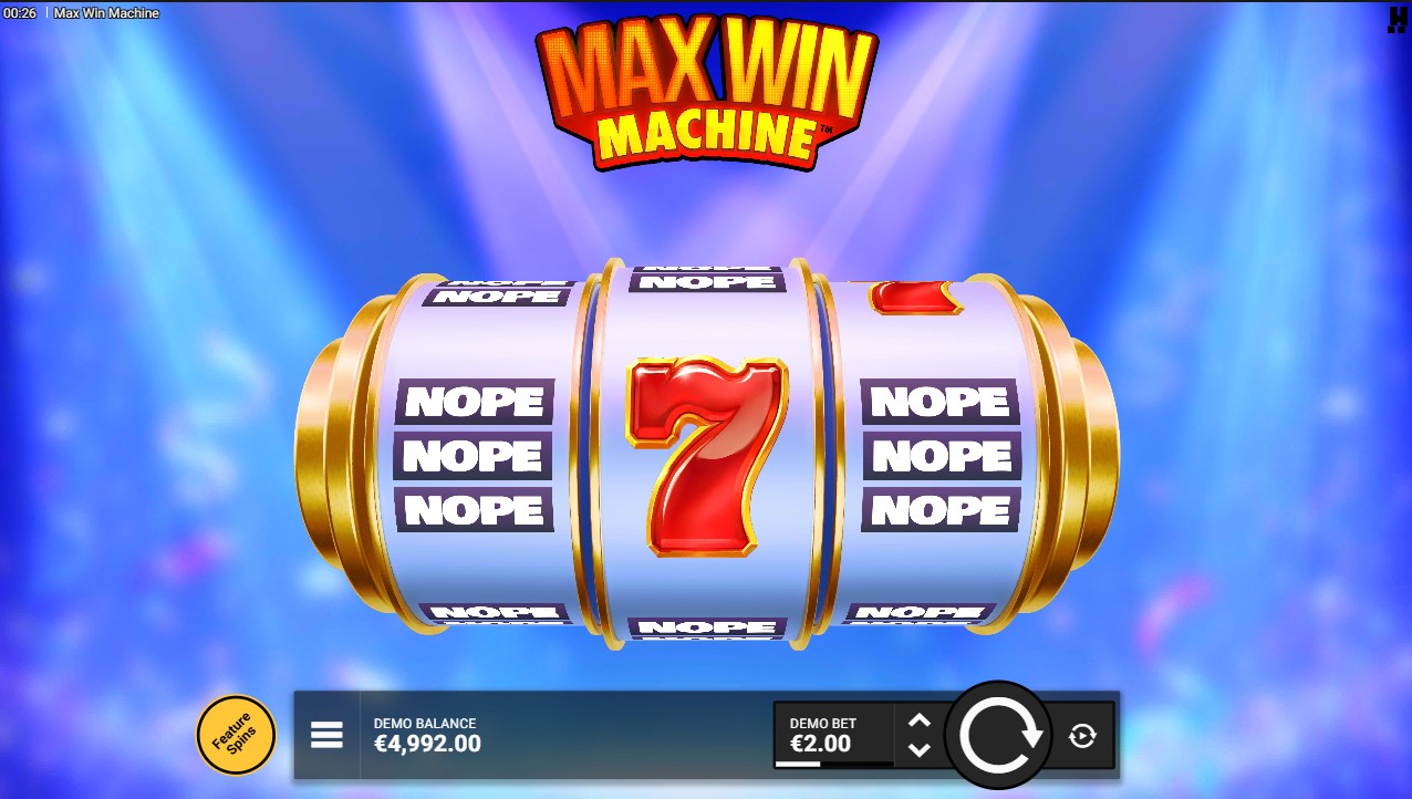 Max Win Machine by Hacksaw Gaming – base game 3 reels 1 payline minimalist arcade theme