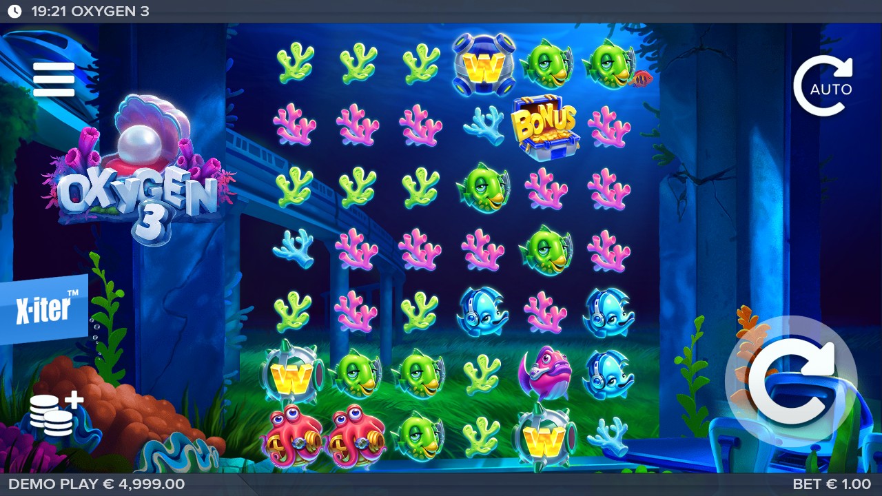 Oxygen 3 by ELK Studios — 6-reel cluster pays base game underwater theme