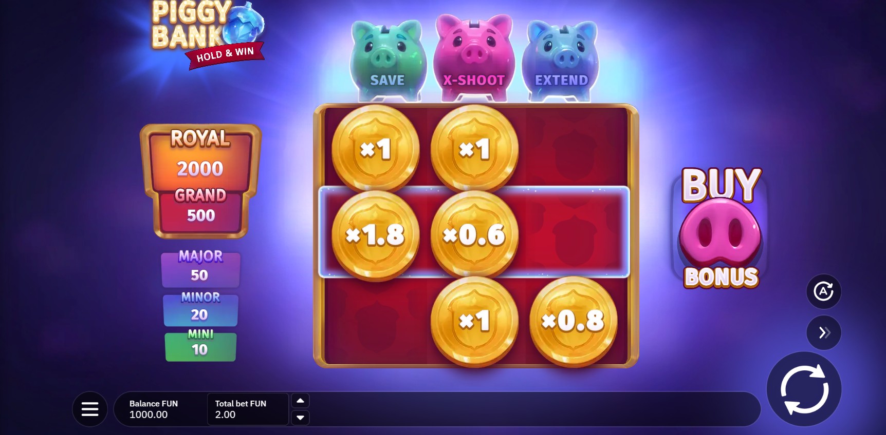 Piggy Bank Hold & Win base game screenshot