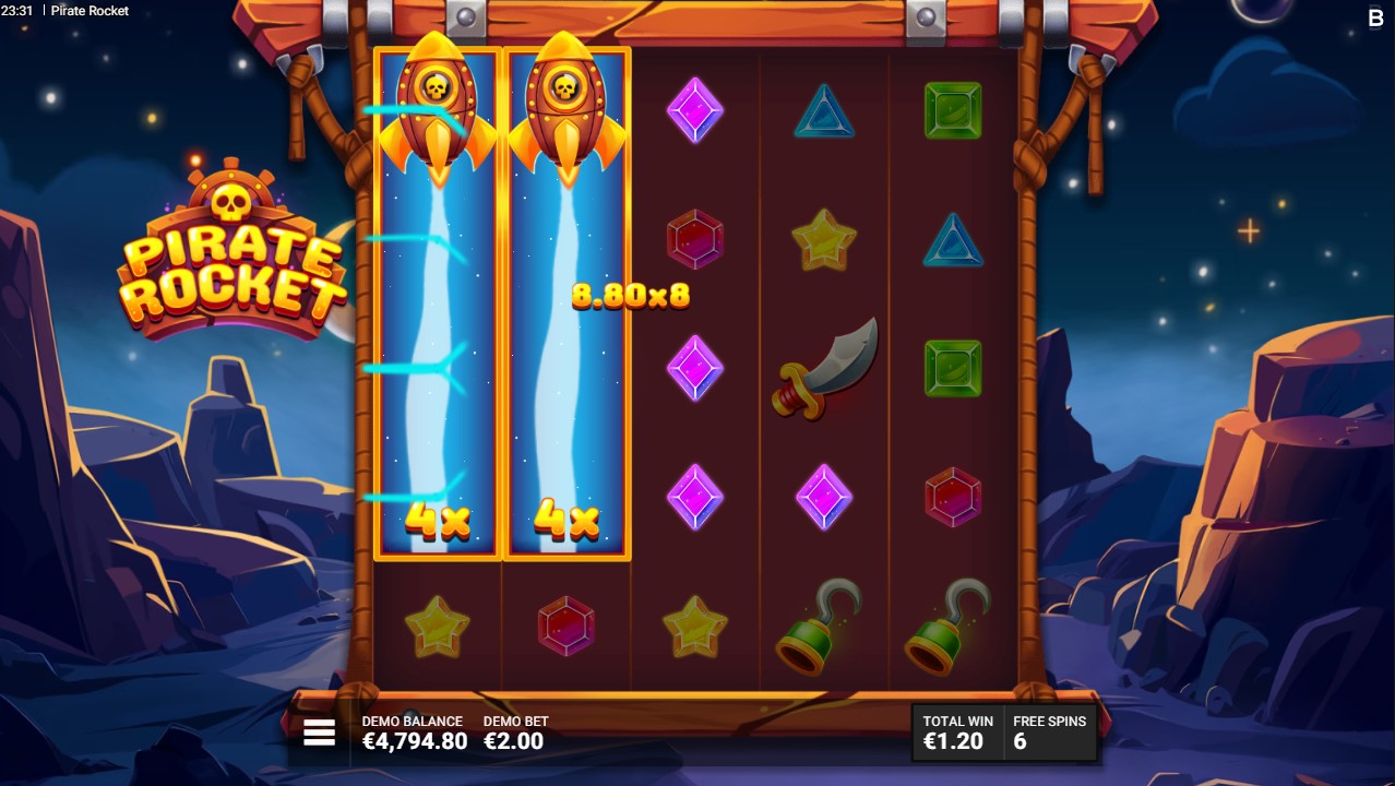 Pirate Rocket by Backseat Gaming – free spins bonus round